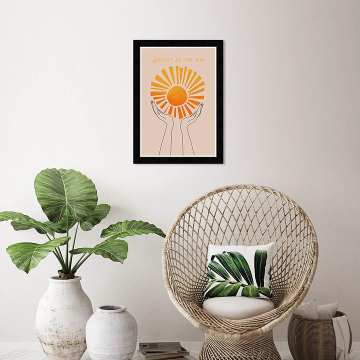 Bright As Sun' Typography Quotes Wall Art Framed