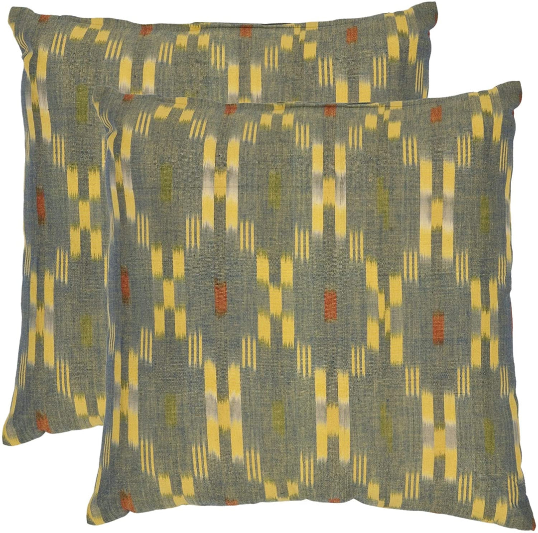 Ikat 22 inch Grey/Yellow Decorative Pillows (Set 2)