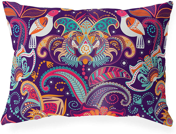 UKN Lumbar Pillow Purple Geometric Bohemian Eclectic Polyester Single Removable Cover