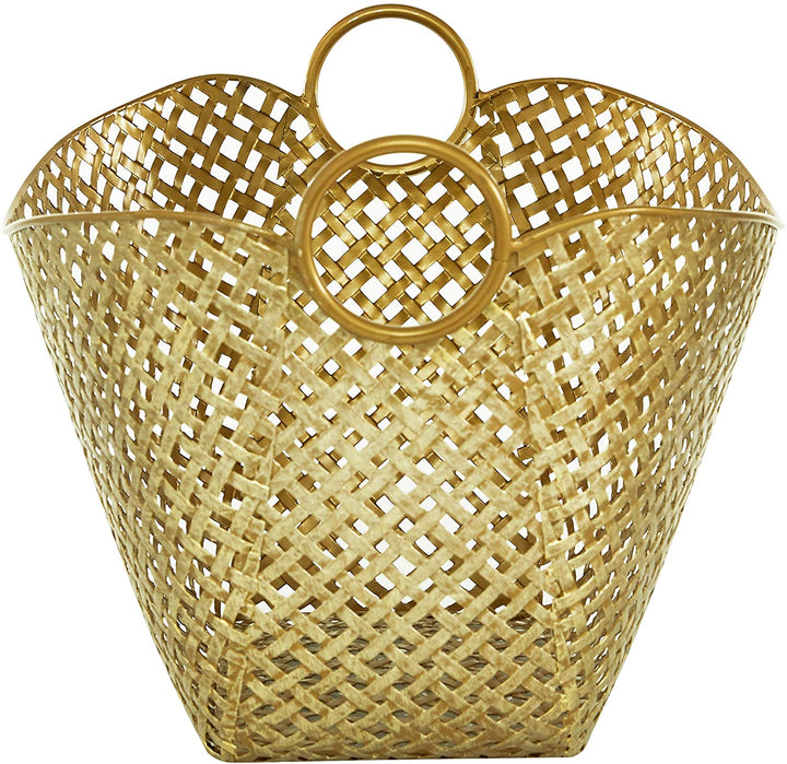 Large Gold Metal Basket 16 75" X 11 5 17 X 13 11 - Diamond Home USA