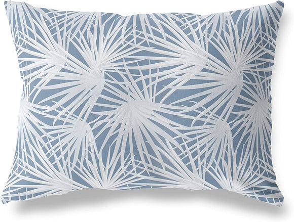 MISC Palm Blue Lumbar Pillow by Blue Floral Nautical Coastal Polyester Single Removable Cover