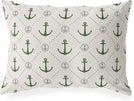 MISC Anchor Chief Green Indoor|Outdoor Lumbar Pillow 20x14 Green Geometric Nautical Coastal Polyester Removable Cover