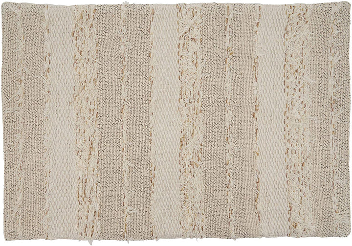 Placemats Fringe Stripe Design (Set 4) Off/White Oblong