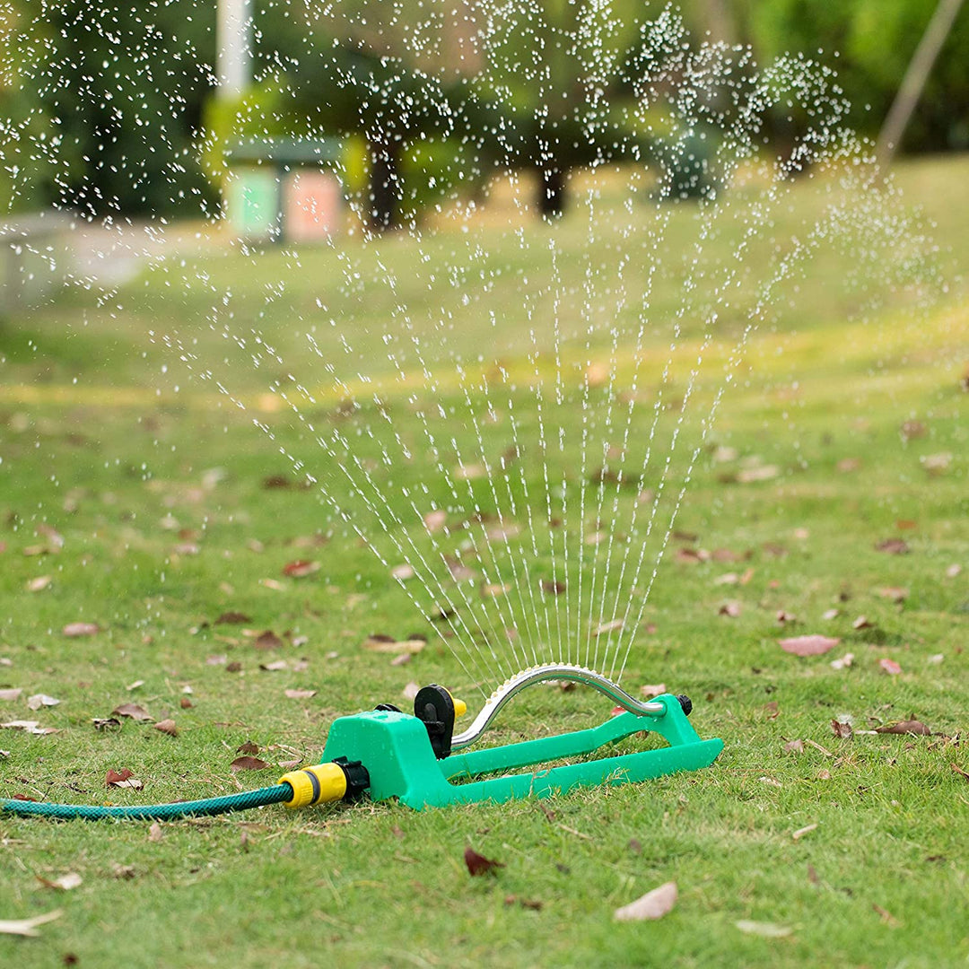 Oscillating Water Sprinkler 18 Nozzle Jets Green Plastic - Diamond Home USA