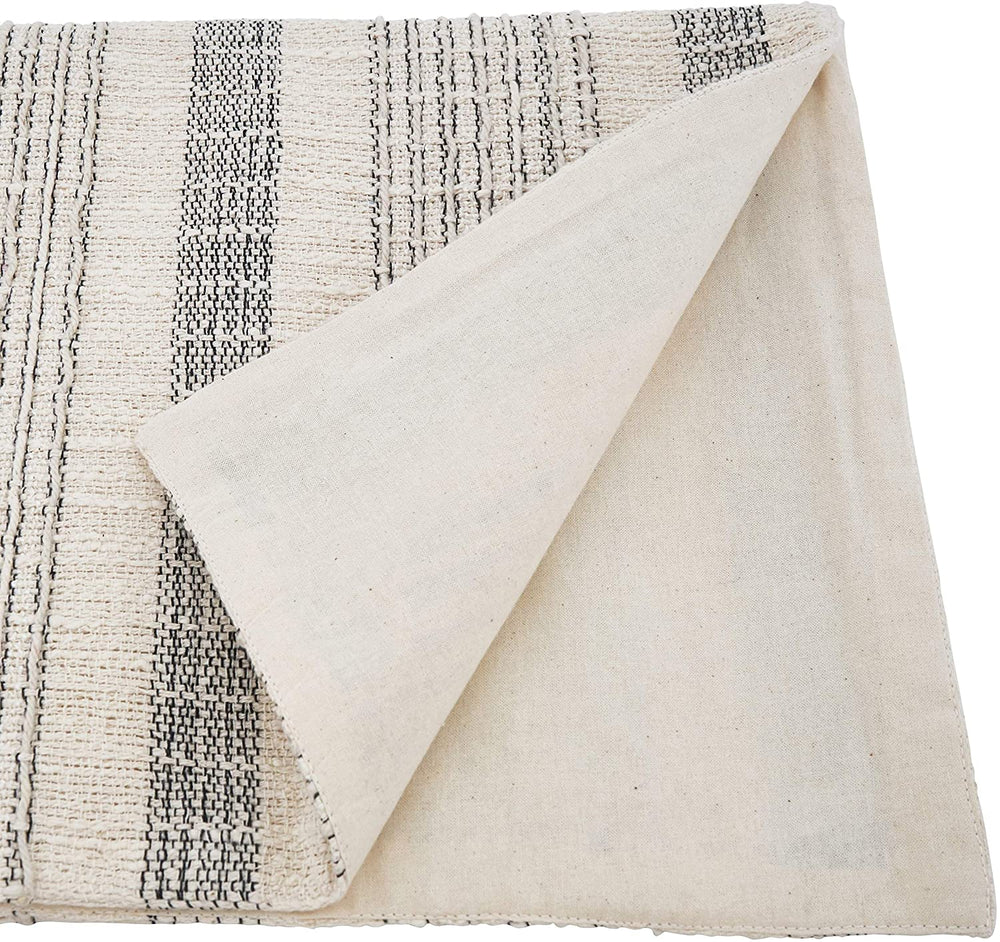 Striped Woven Cotton Table Runner Cream