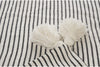 MISC Black Ivory Striped Tasseled Throw Blanket Off/White Casual Cottage Farmhouse Cotton Handmade