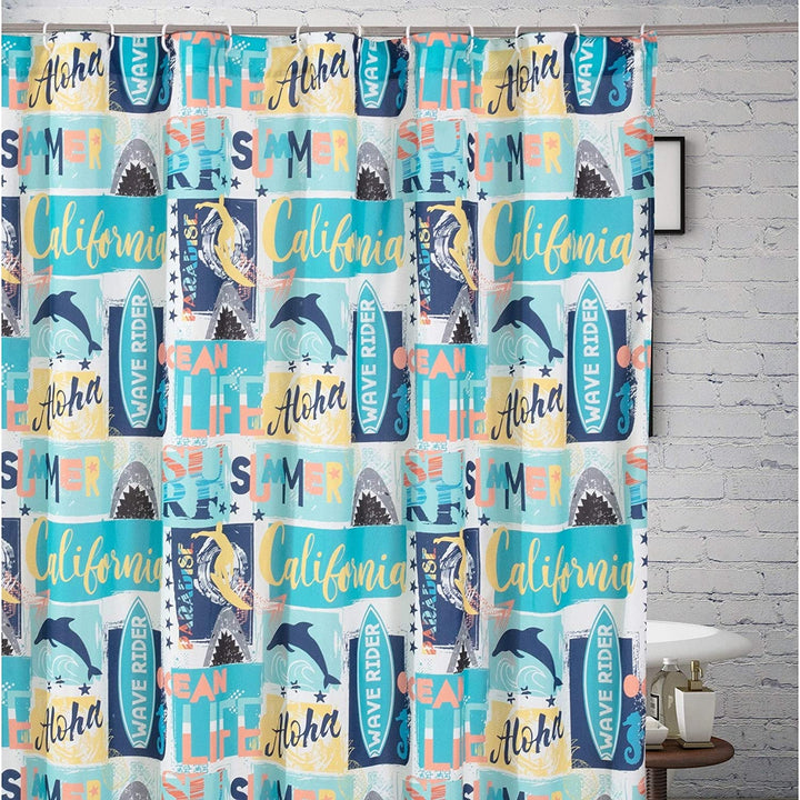 MISC Wave Rider Shower Curtain 72 X Inches Novelty Nautical Coastal Polyester