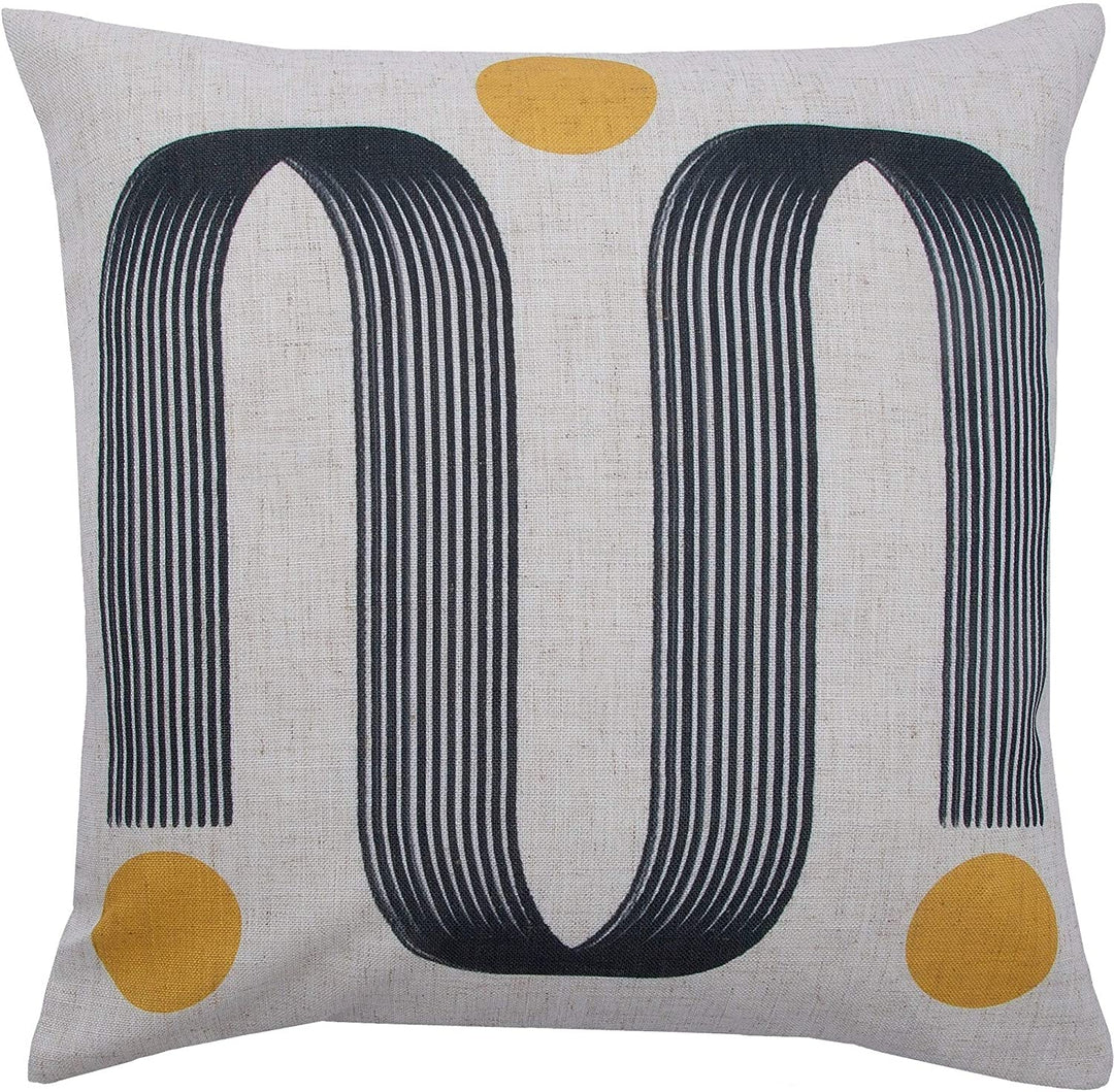 Decorative Pillow Black White Yellow Abstract Dot Glam Linen