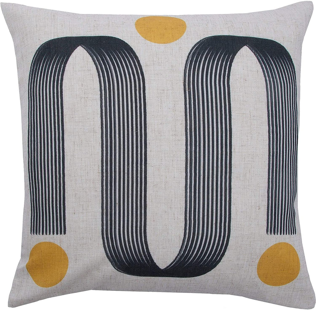 Decorative Pillow Black White Yellow Abstract Dot Glam Linen Polyester One Removable Cover