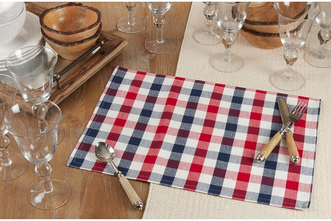 Cotton Placemats Gingham Check Design (Set 4) Color