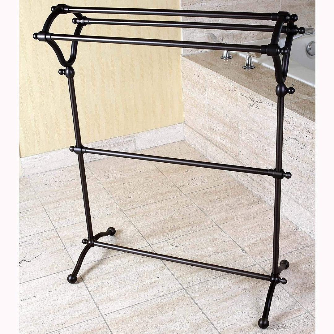 Pedestal Oil Rubbed Bronze Bath Towel Rack Brown Metal Finish