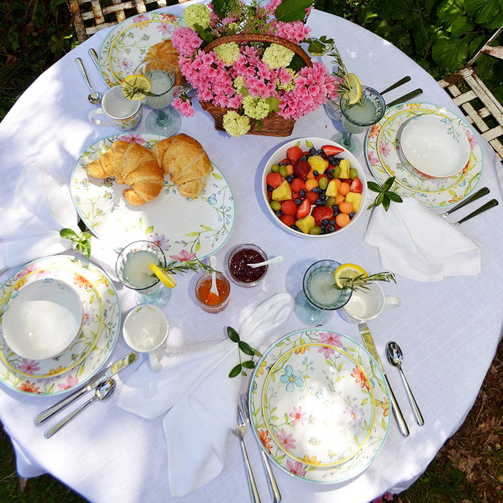 Euro 15" Oval Serving Platter 15 5 X 11 38 1 46 Color Pink White Floral Stoneware 1 Piece Dishwasher Safe Microwave