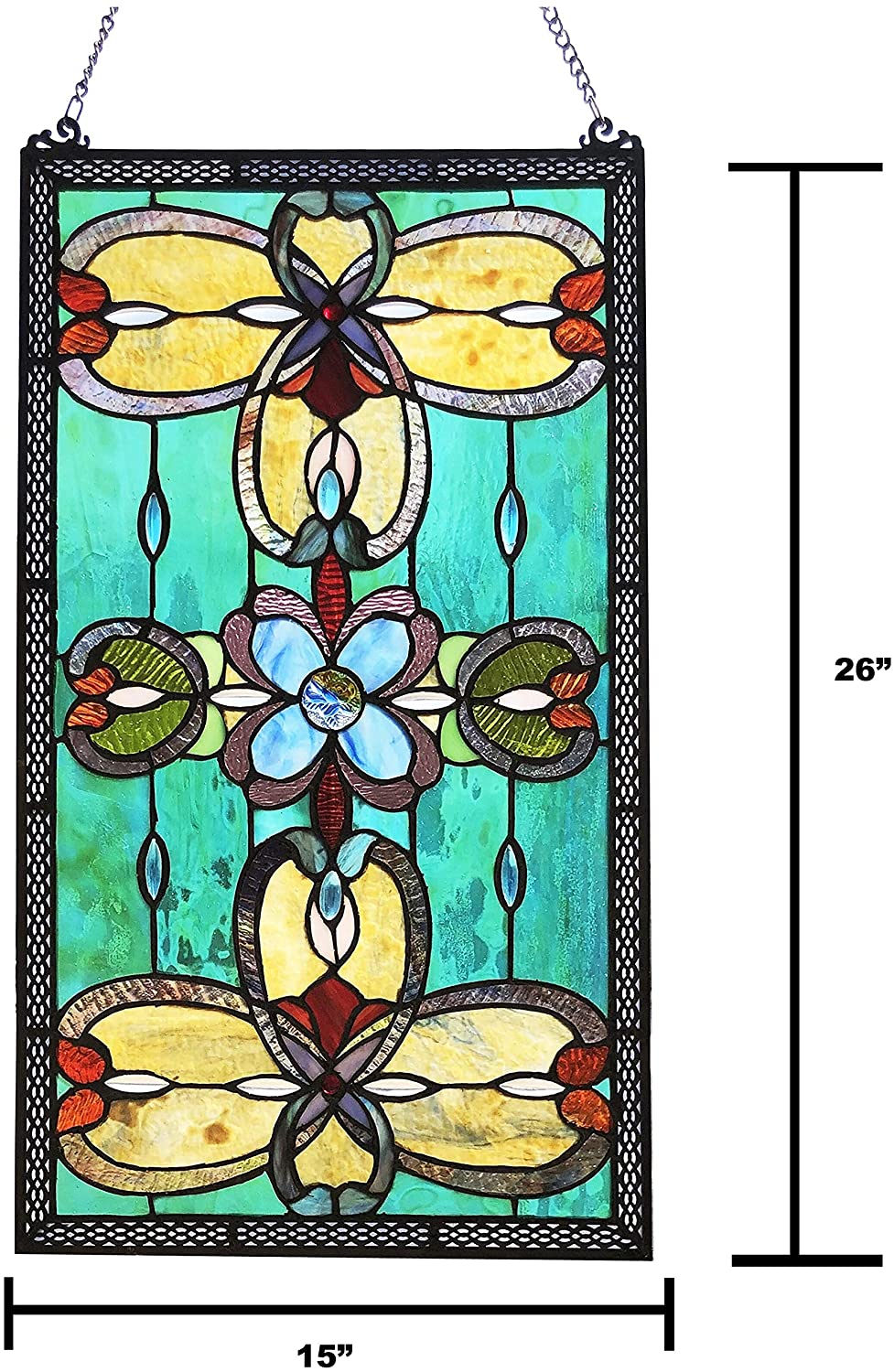 Multicolored Rectangular Glass Window Panel/suncatcher Color Traditional Victorian Includes Hardware