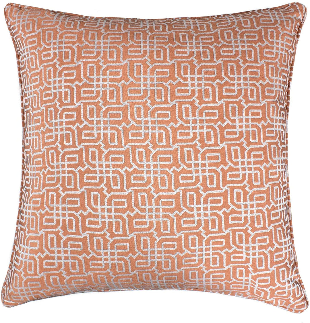 Plaid Throw Pillow Orange Textile Silver Geometric Pattern