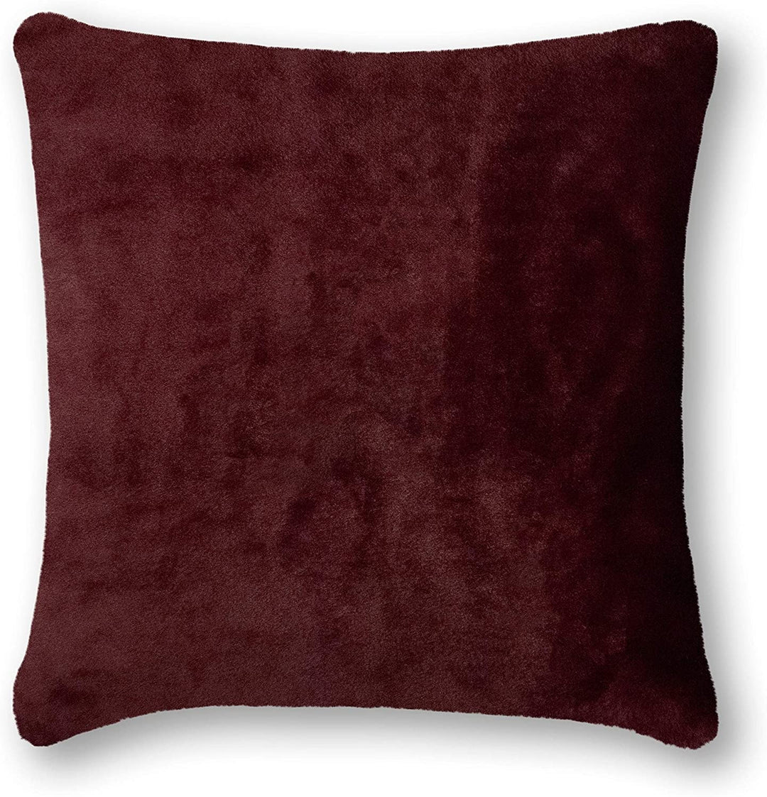 Weave Tail Wine 20 inch Faux Fur Pillow Red Solid Color