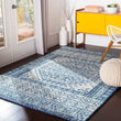 MISC Dark Blue Area Rug 5'3" X 7'3" Geometric Polypropylene Synthetic Latex Free Pet Friendly Stain Resistant