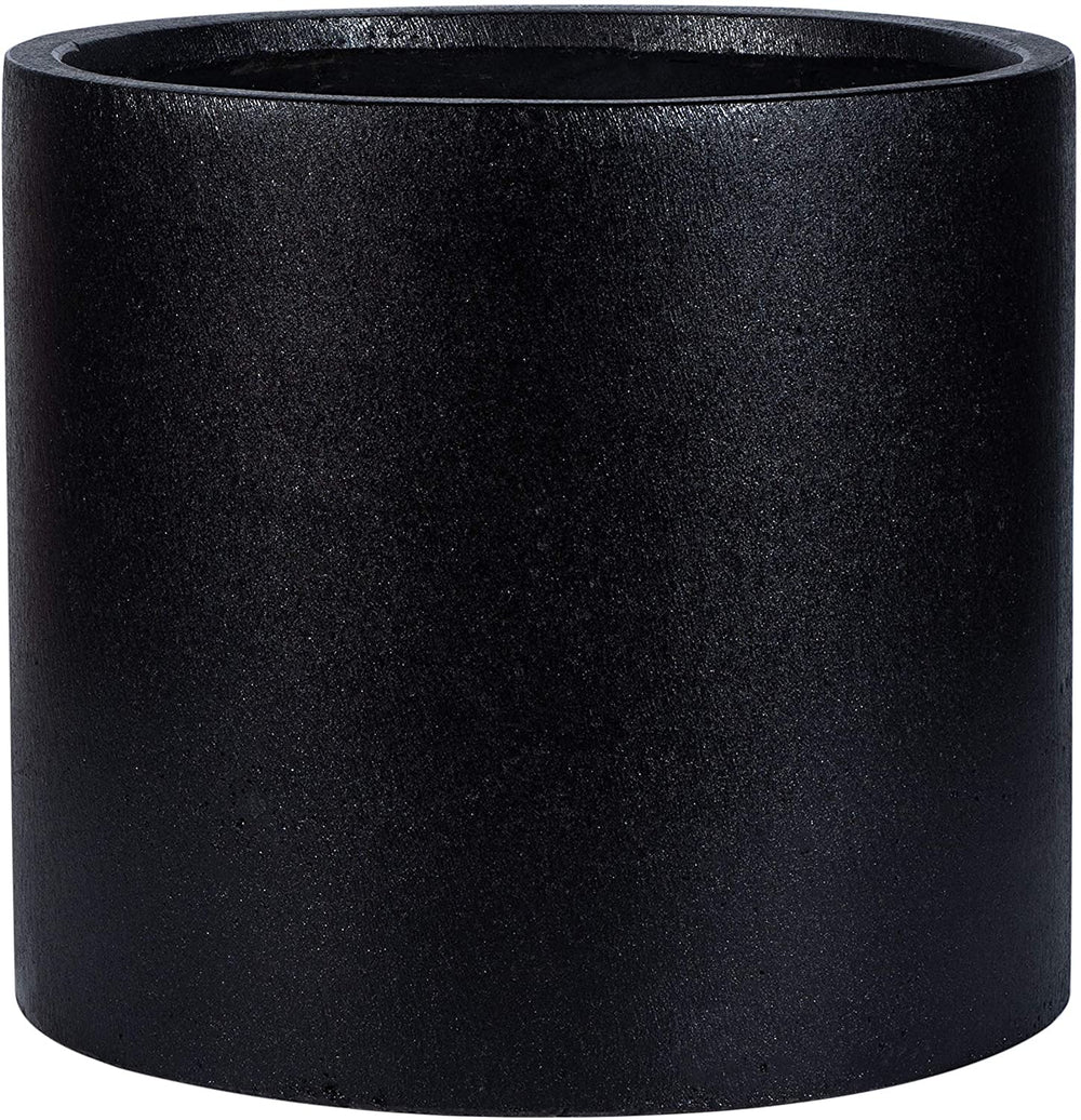 Outdoor Black Planter 14 5" W X L 12 9" H Modern Contemporary Round Concrete - Diamond Home USA