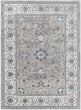 Blue Grey Traditional Area Rug 5'3" X 7'3" White Medallion Oriental Rectangle Polyester Polypropylene Latex Free
