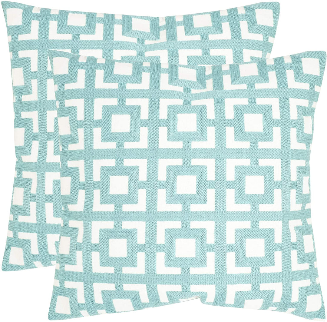 Turquoise 18 inch Square Throw Pillows (Set 2) Blue