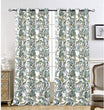MISC Classic America Design/Look Floral Leaves Window Curtain Grommet 2 Panels 52'' Width X 84'' Length 52''Width 63''Length Teal Gray Green Medallion