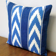 Ikat Stripe Cornflower Blue 18 inch Outdoor Throw Pillow (Set 2) White Stripe Modern Contemporary Polyester Two