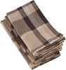 Brown Plaid Design Cotton Napkins (Set 4) Modern Contemporary Square