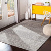 MISC Area Rug 6'7" X 9' Grey Geometric Traditional Rectangle Polypropylene Synthetic Latex Free Pet Friendly Stain Resistant