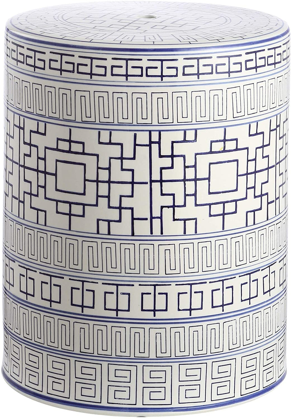 Indoor/Outdoor Ceramic Decorative Garden Stool Blue White Modern Contemporary Transitional Painted Handmade