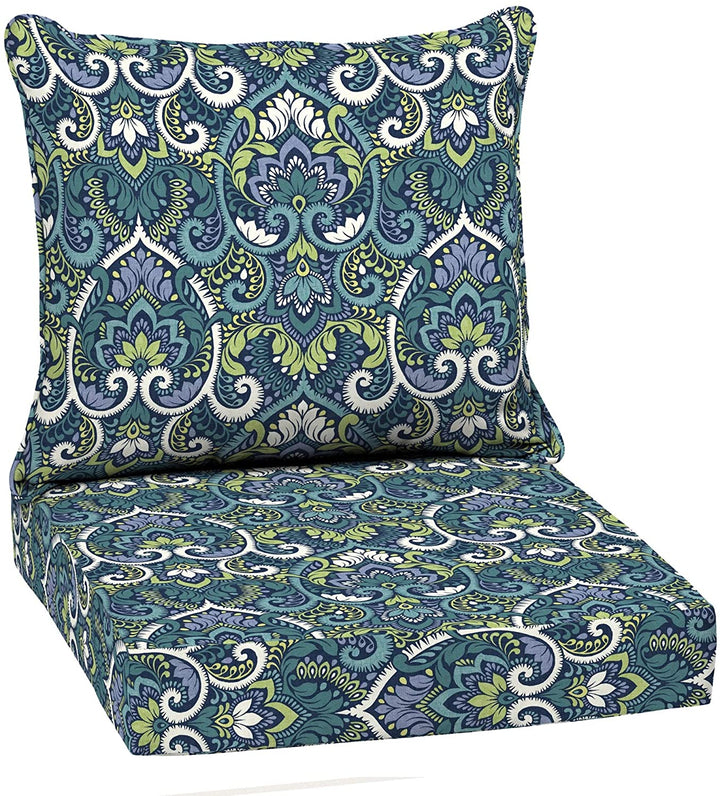 Outdoor 24 X 22 Deep Seat Set 24" L 22" W 5" H lue Damask