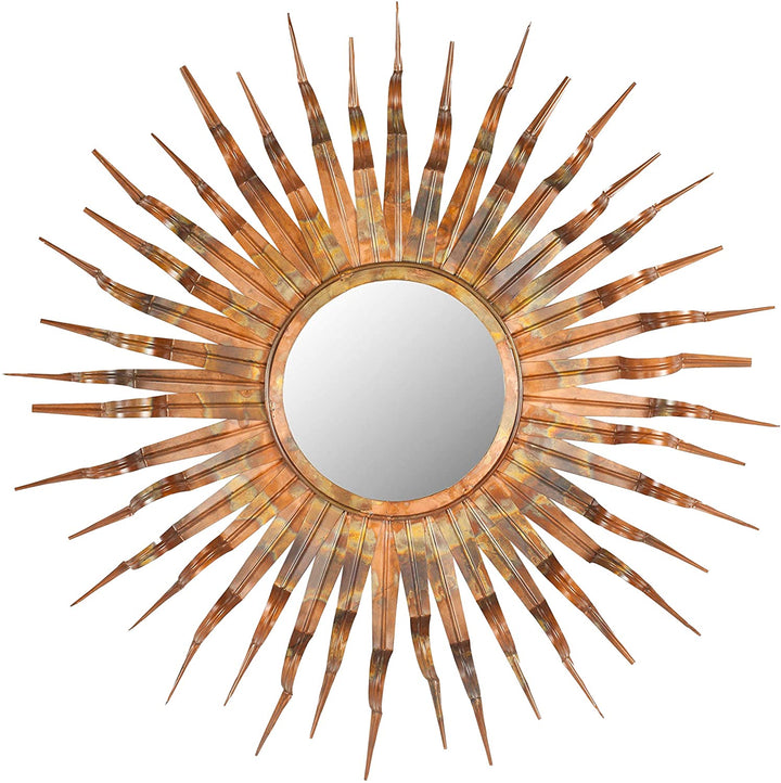 Handmade Arts Crafts Solar 36 inch Sunburst Mirror 36" X 1 5" Brown Modern Contemporary