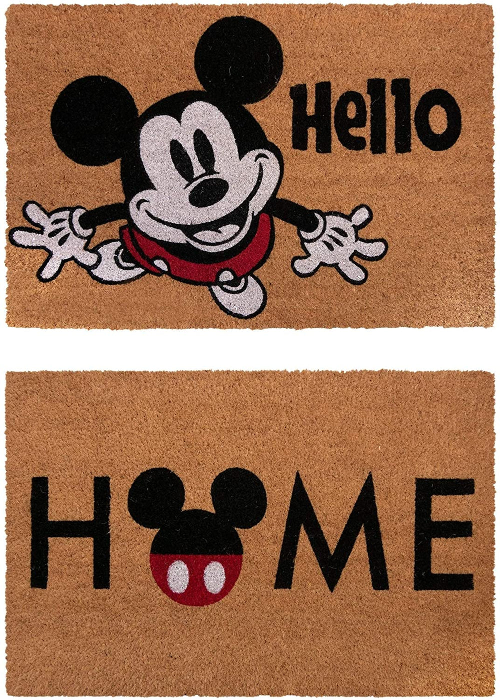 Mickey Coir Home/Hello 2 Pack Area Rug (1'16" X 2'8") 1'6" 2'8" Color Novelty Kids Tween Rectangle Latex Free - Diamond Home USA