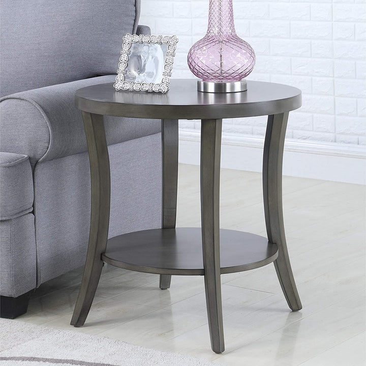 Contemporary Oval Shelf End Table Gray Grey Modern Wood