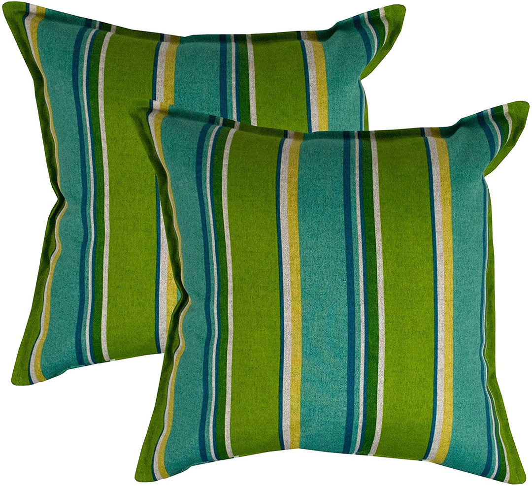 Weave Green 20 inch Outdoor Pillow (Set 2) Stripe