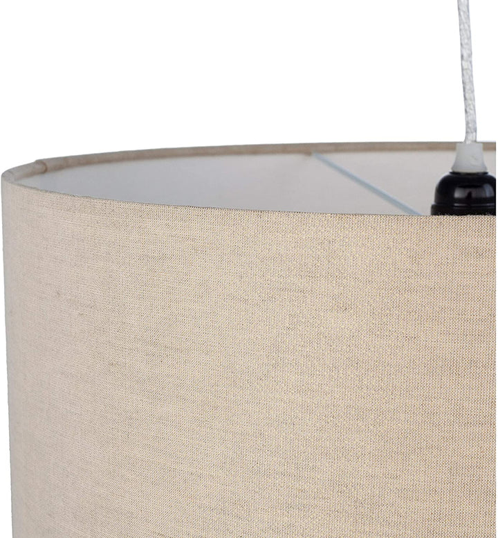 Gray Cotton 18 inch Drum Light 14" h X 18" w 18" d Grey White Traditional Fabric Metal - Diamond Home USA