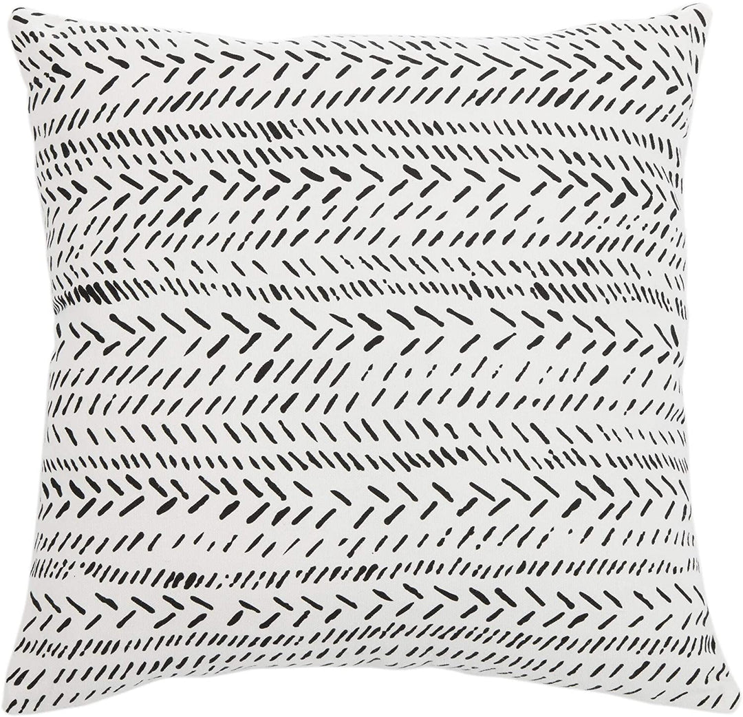 18" Pillow Black White Geometric Modern Contemporary Cotton Single