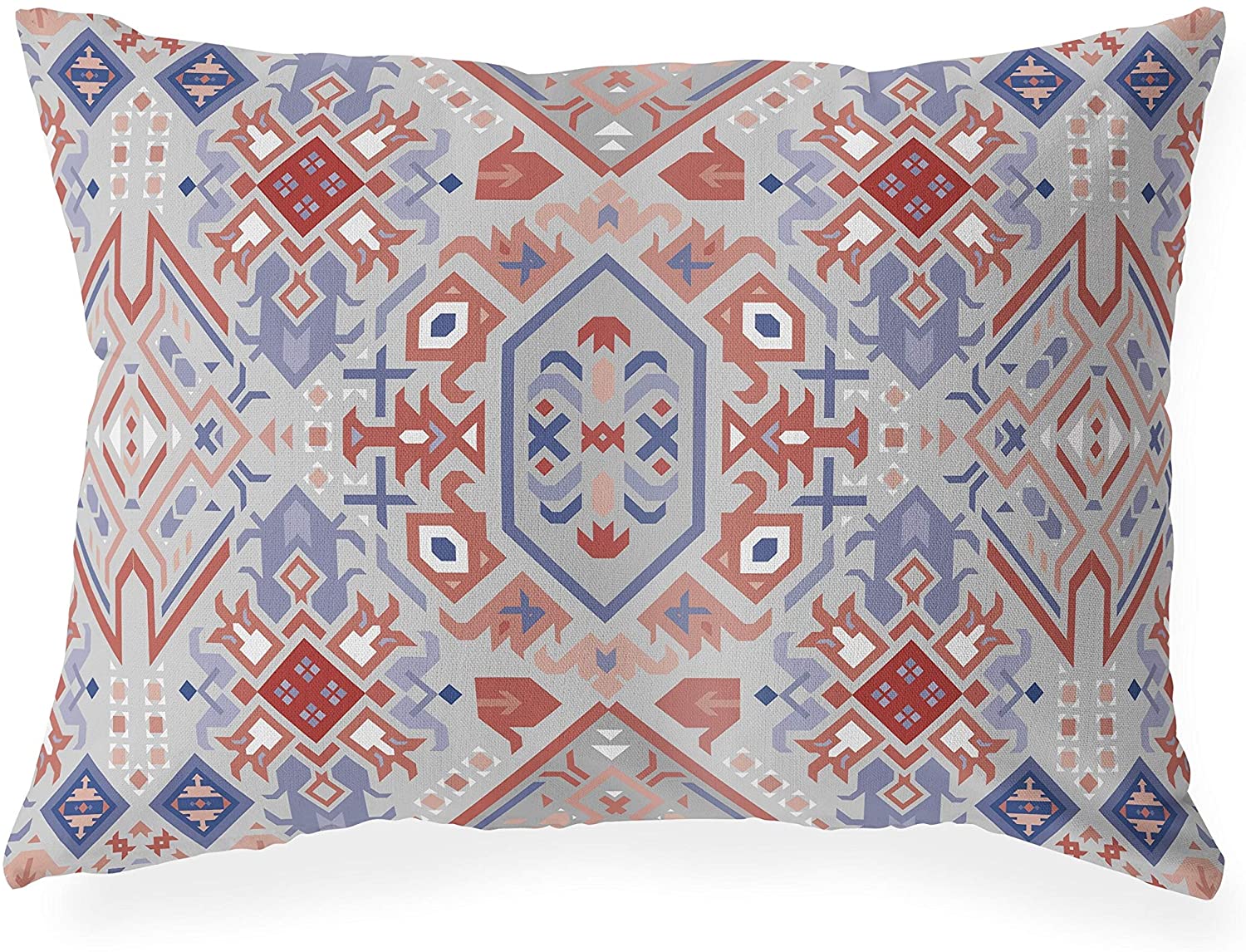 UKN Grey Lumbar Pillow Grey Geometric Southwestern Polyester Single Removable Cover