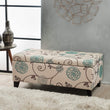 Contemporary Fabric Upholstered Storage Ottoman by Blue White Solid Casual Modern Pattern Rectangle Wood