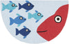 MISC Hand Hooked Orange Fish Rug 1'9" X 2'9" Hearth Blue Animal Graphic Nature Kids Tween Nautical Coastal Novelty Polyester Synthetic Contains Latex