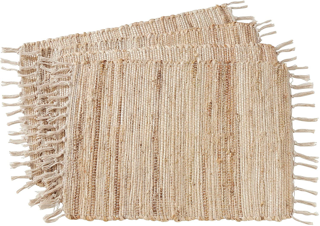 Jute Braided Placemats (Set 4) 14"x20" Tan Mid Century