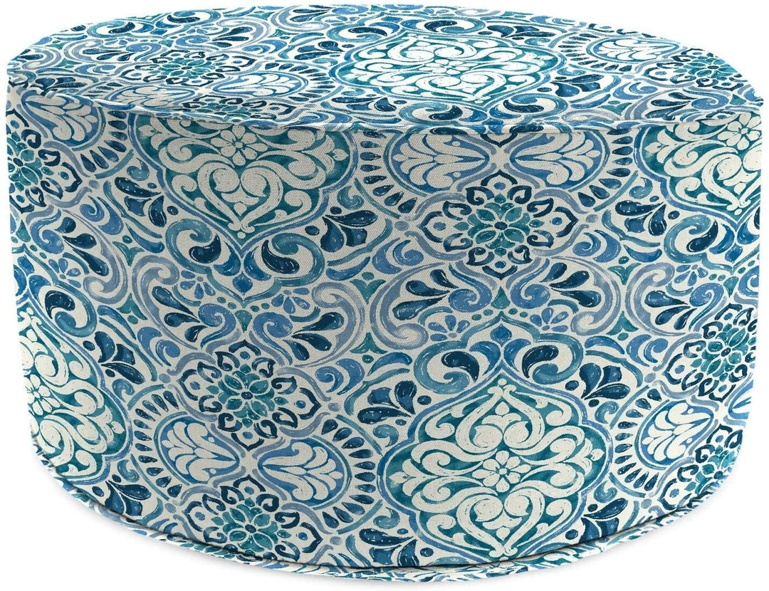 24" Round Pouf Fiorella 24x24x13 5 Color Geometric Patterned