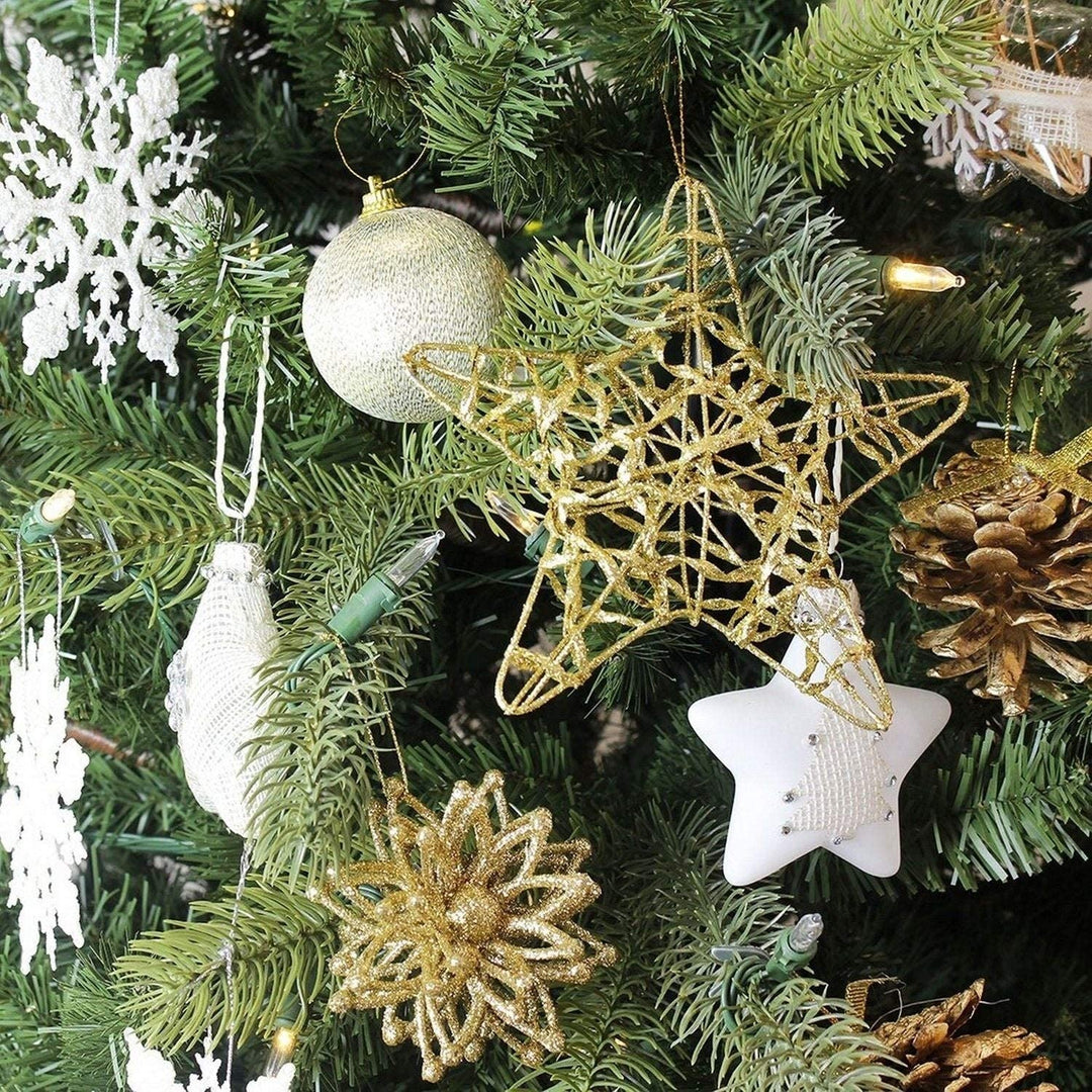 24 Pcs Christmas Tree Ornaments Gold Star Winter Decorations 6"x1"x5 7" - Diamond Home USA