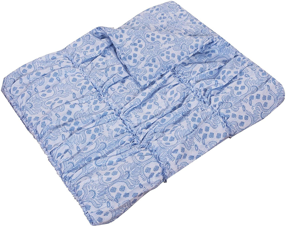 Ruffle Blue Quilted Throw Paisley Cotton Microfiber - Diamond Home USA