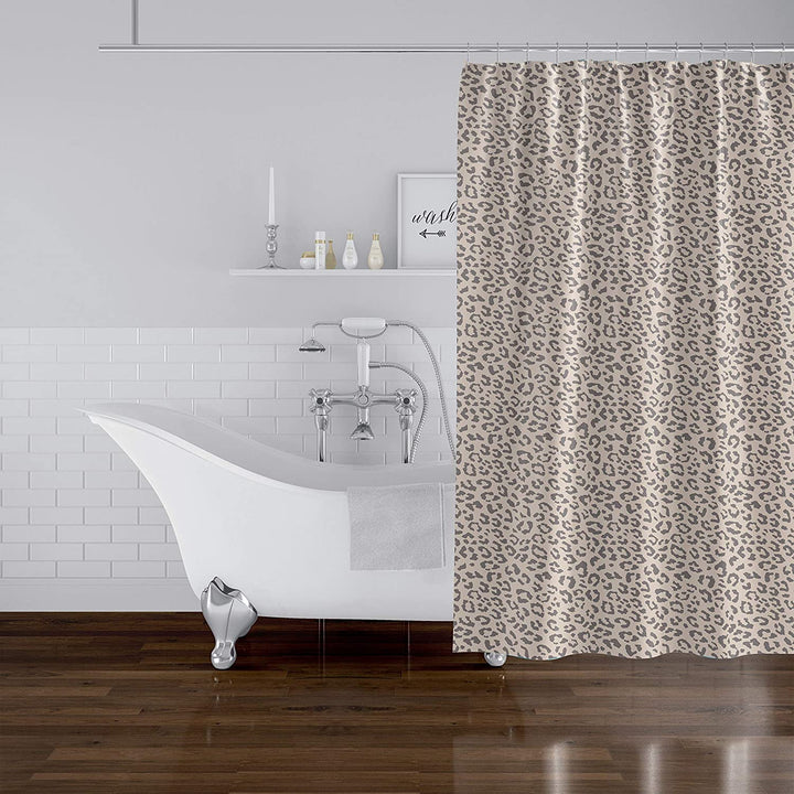 Leopard Beige Shower Curtain Animal Modern Contemporary Polyester