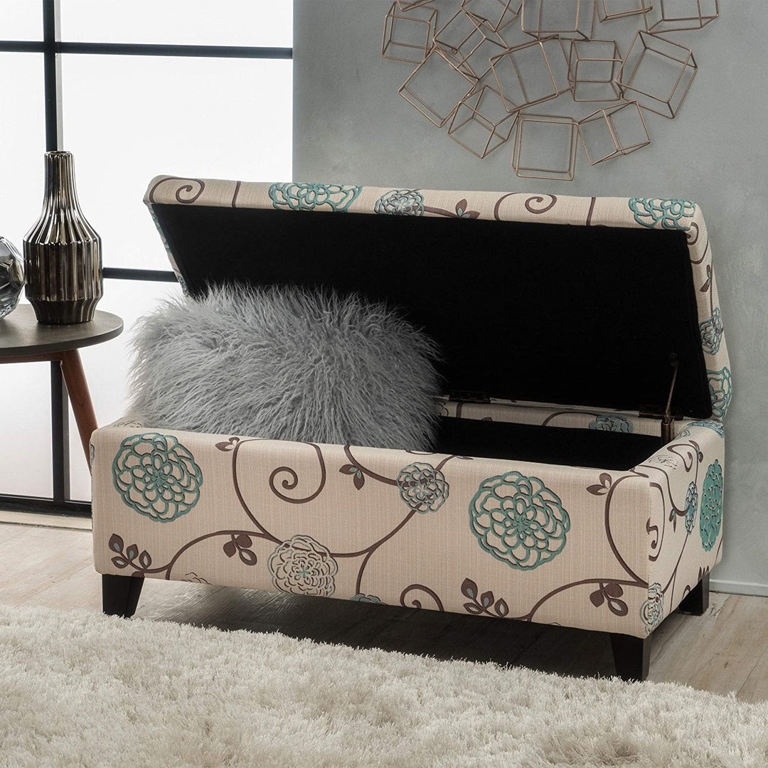 Contemporary Fabric Upholstered Storage Ottoman by Blue