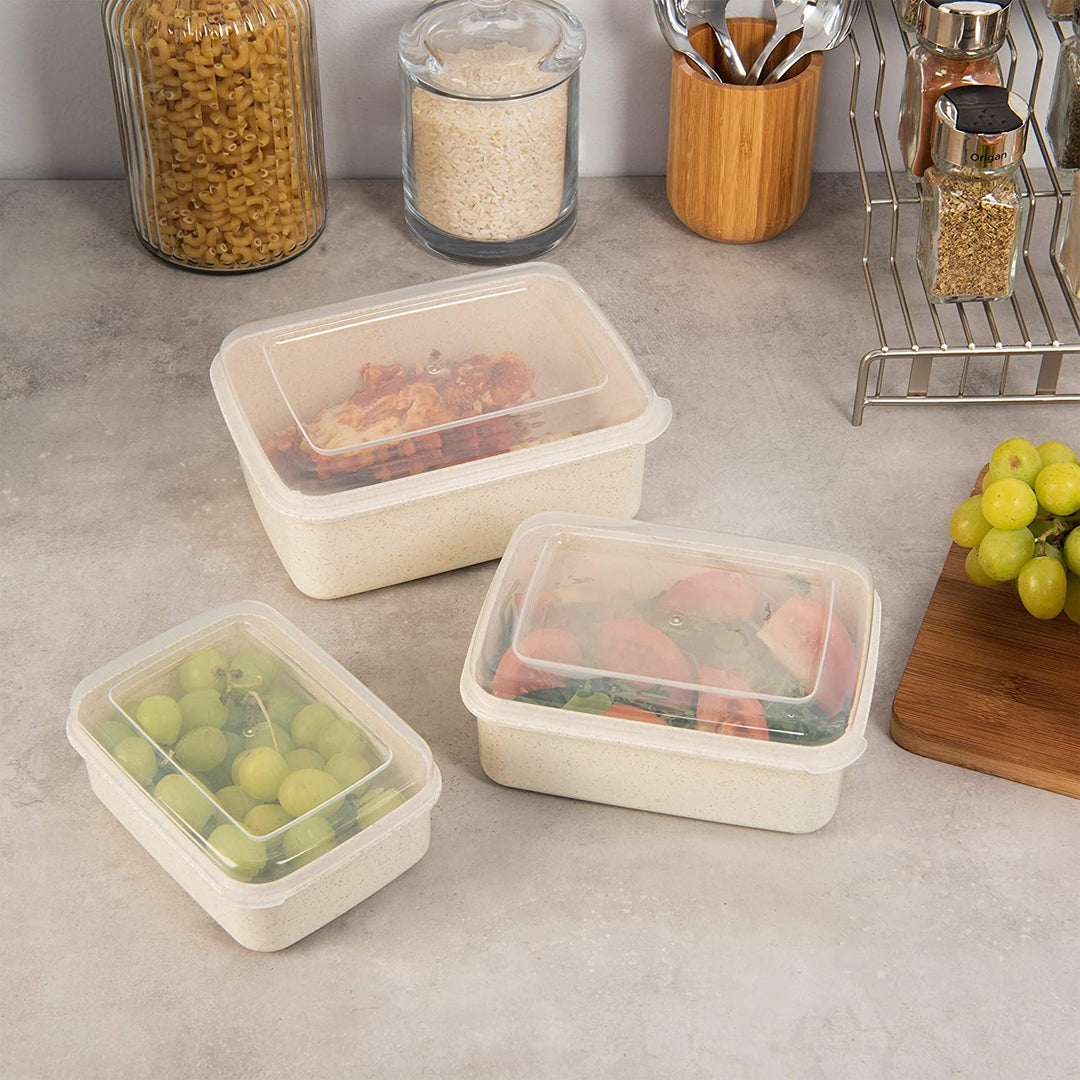 6 Piece Natural Food Storage Containers 7" X 5" 3 2" Clear Plastic - Diamond Home USA