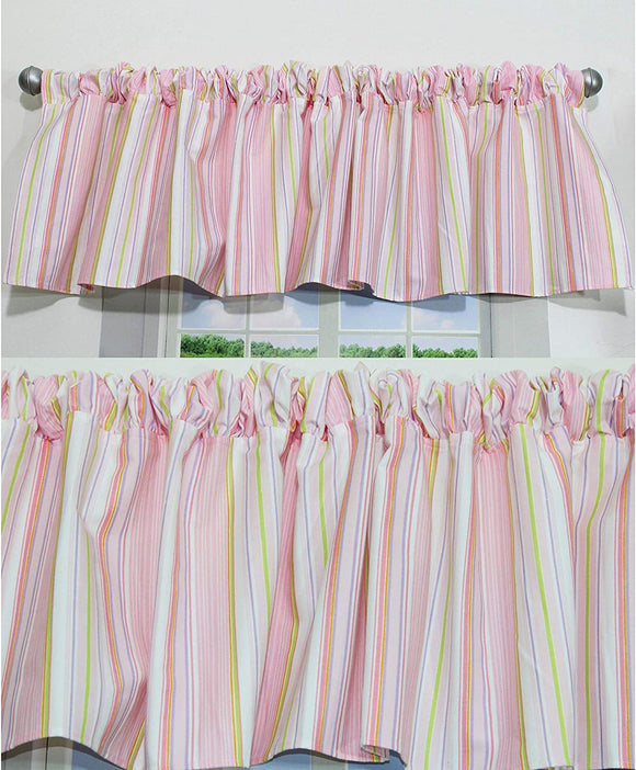 Pink Stripe Valances 2 Window Saver Pack Orange Purple Casual Cotton