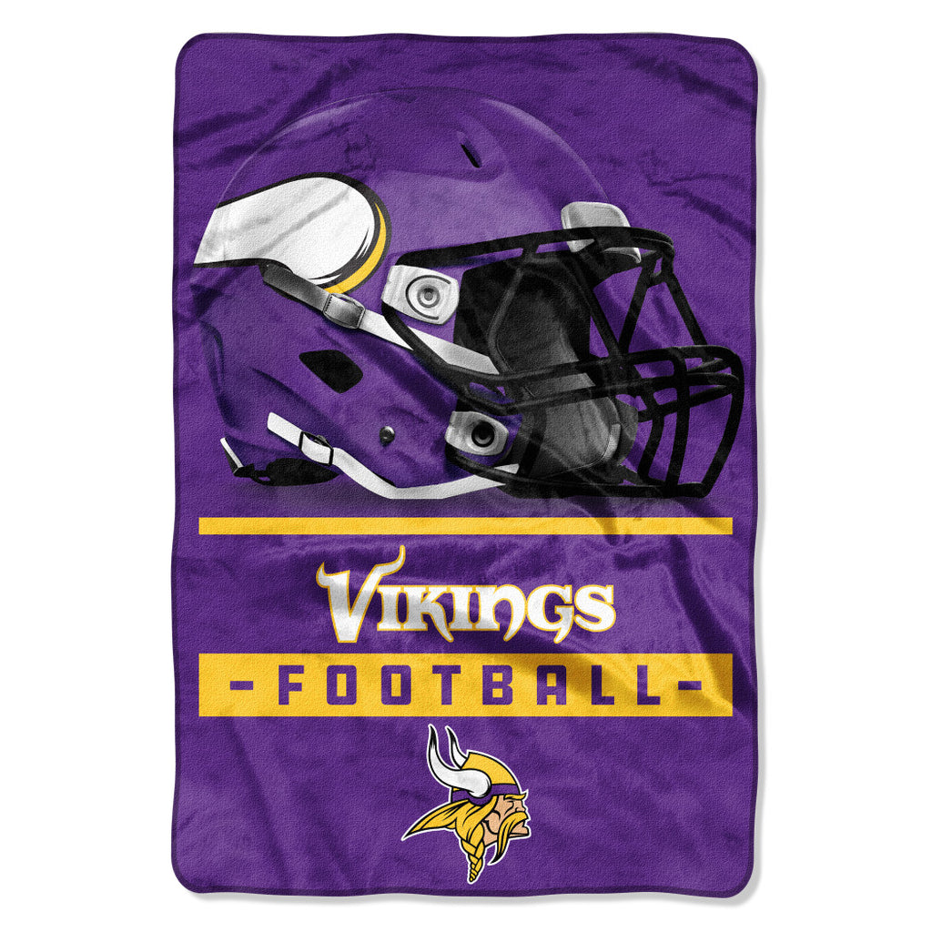 NFL Vikings Throw Blanket 60 X 80 Inches Football Themed Bedding Sports Patterned Team Logo Fan Merchandise Athletic Team Spirit Fan Purple Gold White