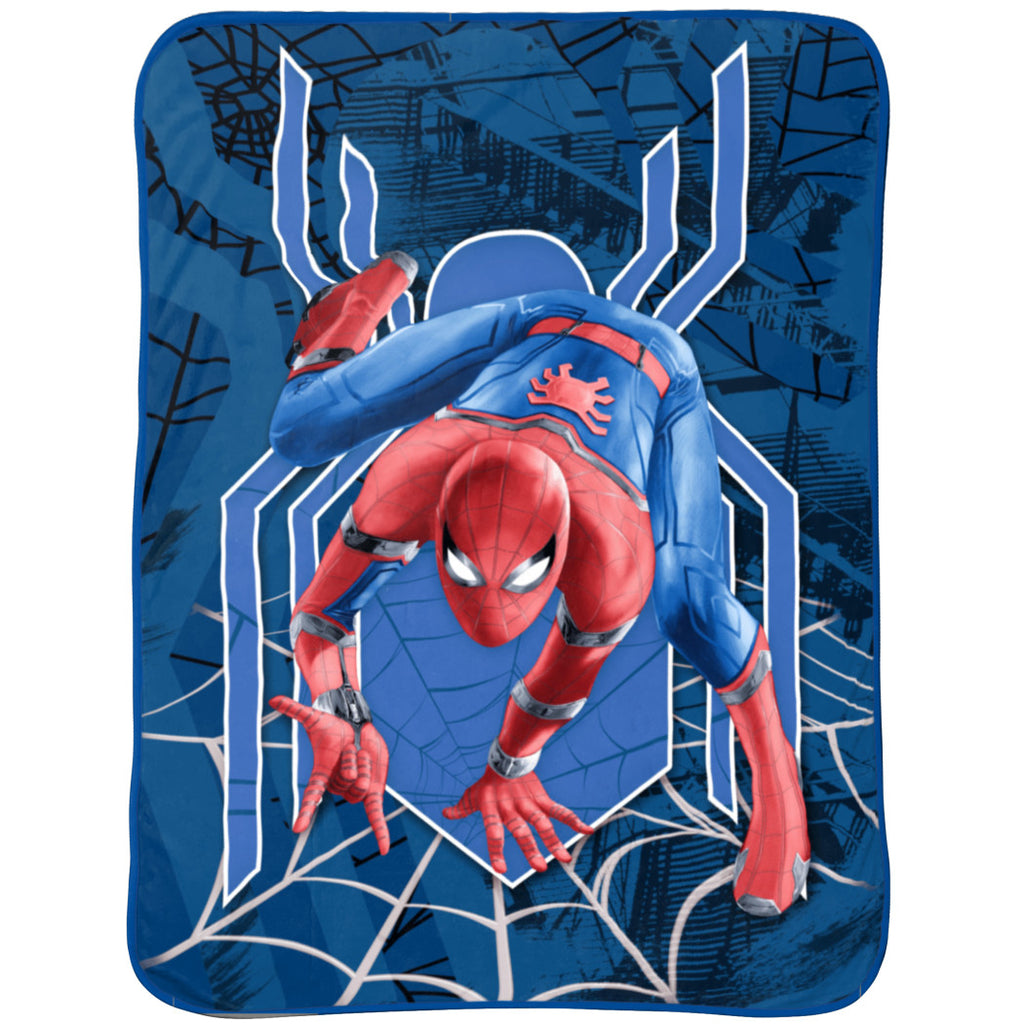 Kids Blue Red Spider Man Themed Blanket (60"L x 46"W) Animated Marvel Comic Hero Child Superheroes Movie Sofa Throw Super Soft & Comfy Bedding Machine