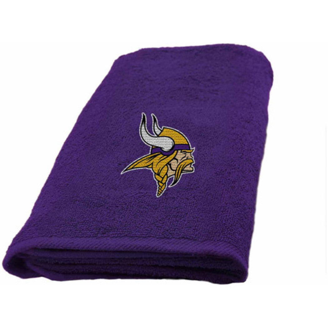 NFL Vikings Hand Towel 26 X 15 Inches Football Themed Applique Sports Patterned Team Logo Fan Merchandise Athletic Spirit Purple Gold White Polyester - Diamond Home USA
