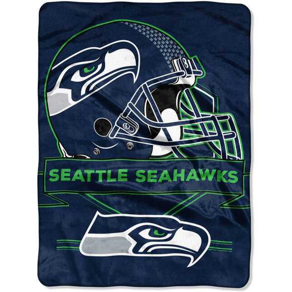 NFL Seahawks Throw Blanket 60 X 80 Inches Football Themed Bedding Sports Patterned Team Logo Fan Merchandise Athletic Team Spirit Fan Blue Bright